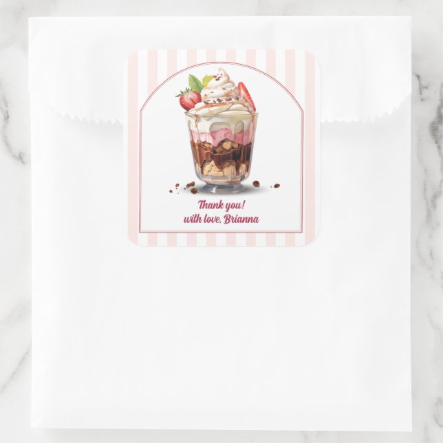 Make Your Own Ice Cream Sundae Birthday Party Square Sticker (Bag)