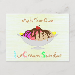 Make Your Own Ice Cream Sundae Party Invitation Postcard