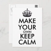 Make your own keep calm - black postcard (Front/Back)