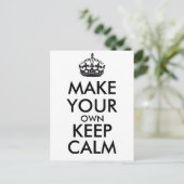 Make your own keep calm - black postcard (Standing Front)