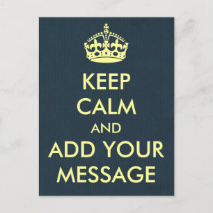 Make Your Own Keep Calm Grey Blue Kraft Paper Postcard
