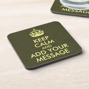 Make Your Own Keep Calm Olive Green Kraft Paper Coaster