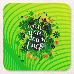 Make your own luck! square paper coaster