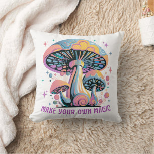 Make Your Own Magic. Colorful Mushrooms Cushion