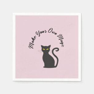 Make Your Own Magic Cute Black Cat Napkin