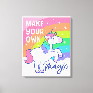 Make Your Own Magic   Cute Unicorn Canvas Print