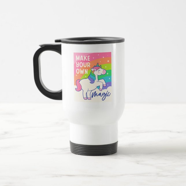 Make Your Own Magic | Cute Unicorn Travel Mug (Left)