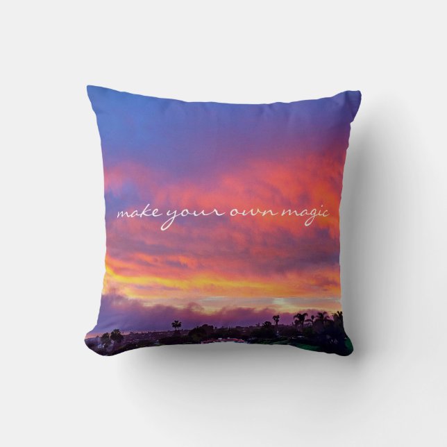 Make Your Own Magic Orange Yellow Sunset Photo Cushion (Front)
