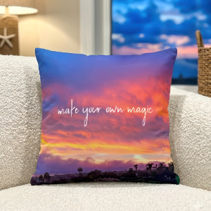 Make Your Own Magic Orange Yellow Sunset Photo Cushion