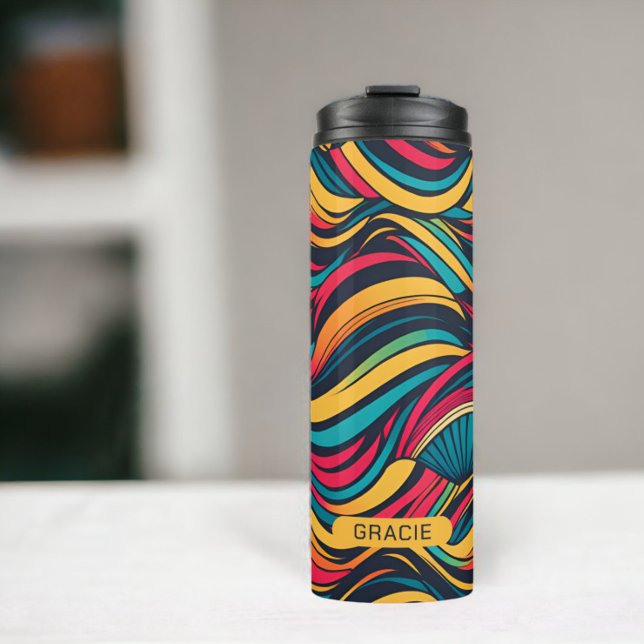Make your own personalised abstract pattern thermal tumbler (Make your own personalized abstract pattern thermal tumbler from Ricaso. Add your own name)