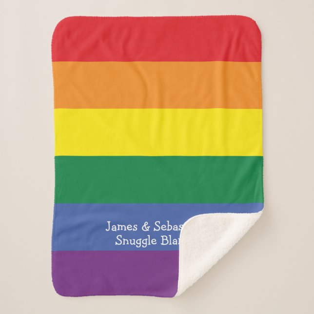 Make Your Own Personalised Gay Pride Rainbow Sherpa Blanket (Front)