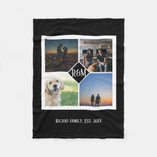 Make Your Own Personalised Monogram Custom 4 Photo Fleece Blanket