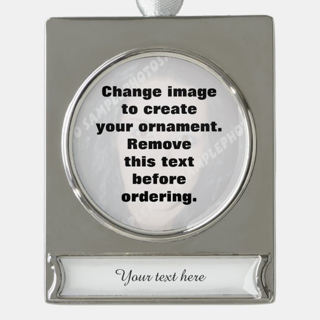 Make your own personalised photo silver plated banner ornament (Front)