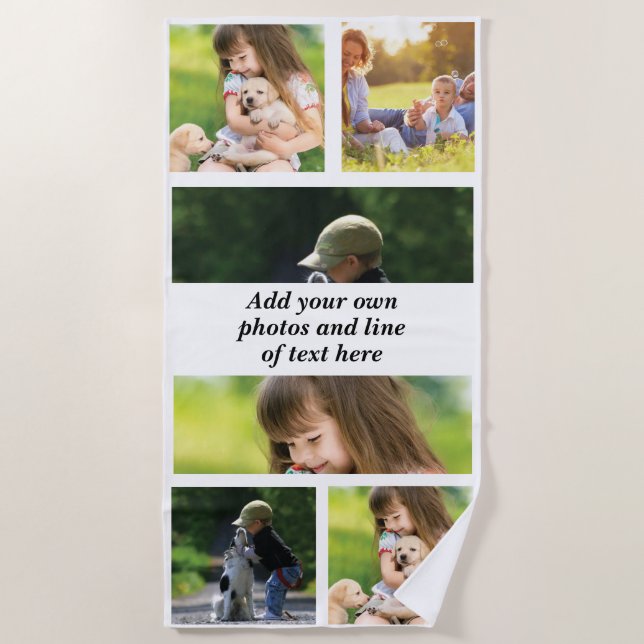 Make your own photo collage and text  beach towel (Front)