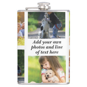 Make your own photo collage and text  hip flask