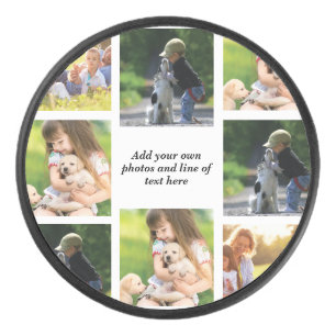 Make your own photo collage and text  hockey puck