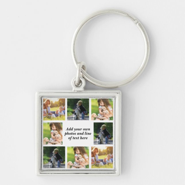 Make your own photo collage and text  key ring (Front)