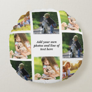 Make your own photo collage and text round cushion