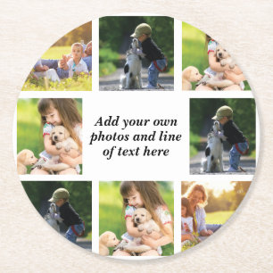 Make your own photo collage and text round paper coaster