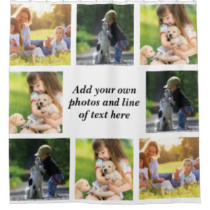 Make your own photo collage and text  shower curtain