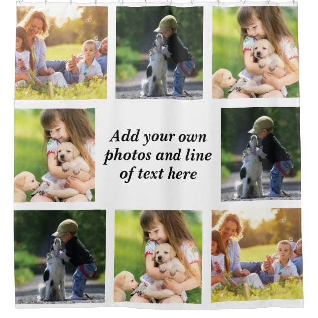 Make your own photo collage and text  shower curtain (Front)