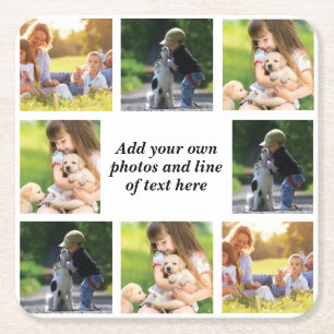 Make your own photo collage and text  square paper coaster