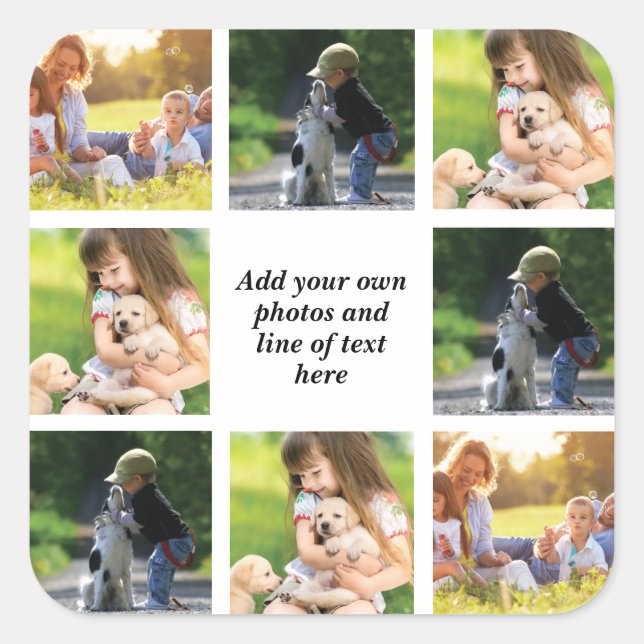 Make your own photo collage and text square sticker (Front)