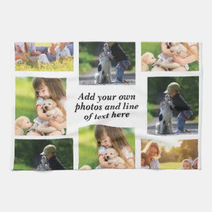 Make your own photo collage and text   tea towel