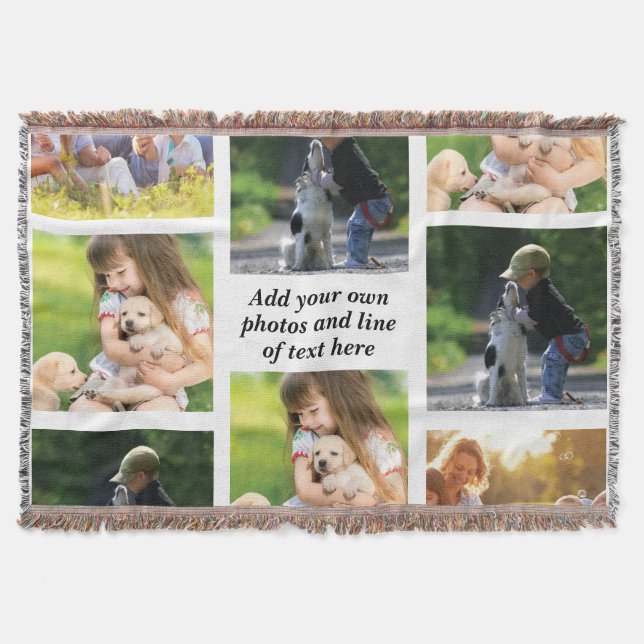 Make your own photo collage and text   throw blanket (Front)