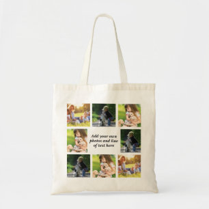 Make your own photo collage and text tote bag
