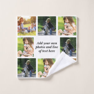 Make your own photo collage and text wash cloth