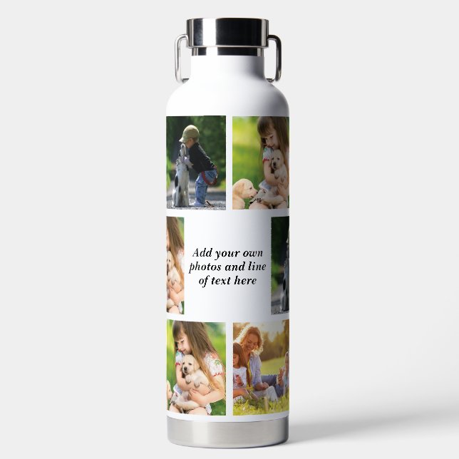 Make your own photo collage and text  water bottle (Front)