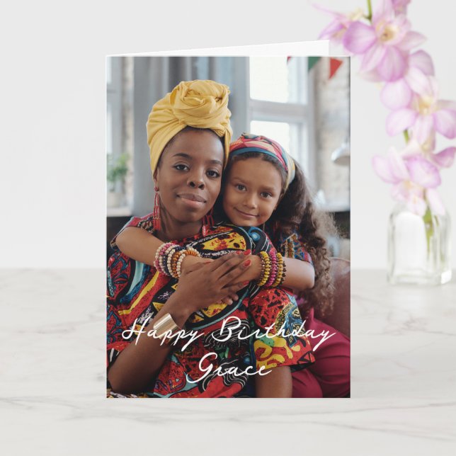 Make Your Own Photo Happy Birthday Personalised Card (Orchid)