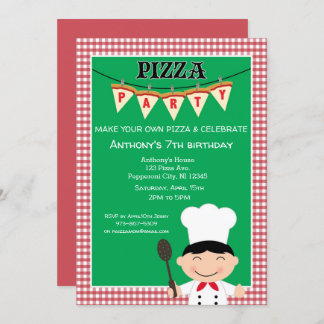 Make Your Own Pizza Boy Birthday Party Invitation