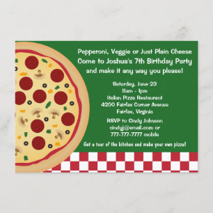 Make Your Own Pizza Kids Birthday Party Invitation
