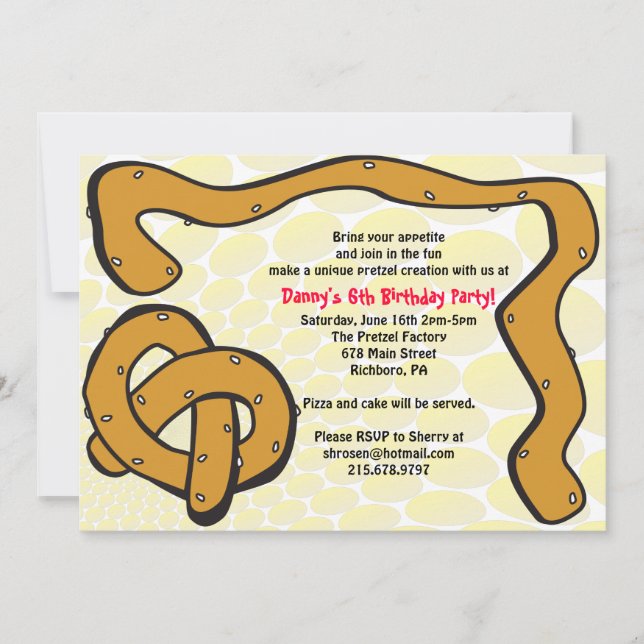 MAKE YOUR OWN PRETZEL Birthday Party Invitation (Front)