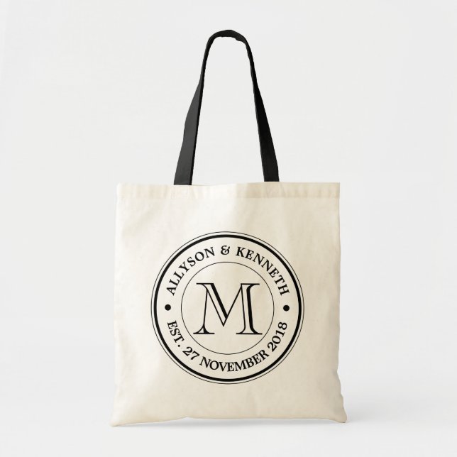 Make Your Own Retro Logo Typography Monogram Tote Bag (Front)