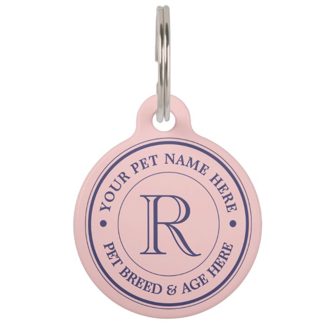 Make Your Own Rose Quartz Pink Logo Monogram Pet Tag (Front)