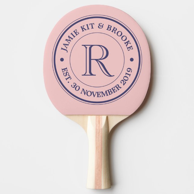 Make Your Own Rose Quartz Pink Logo Monogram Ping Pong Paddle (Front)
