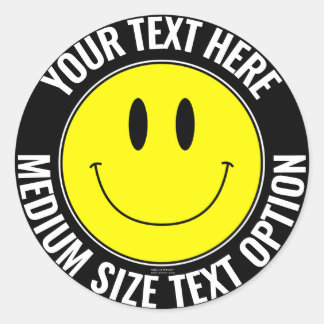 Make Your Own Smilie Round Sticker (Medium Text)