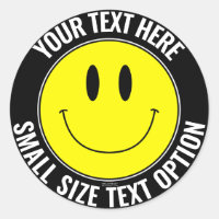 Make Your Own Smilie Round Sticker (Small Text)
