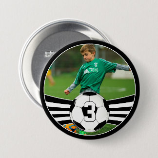 Make Your Own Soccer Player Photo & Number Custom 7.5 Cm Round Badge