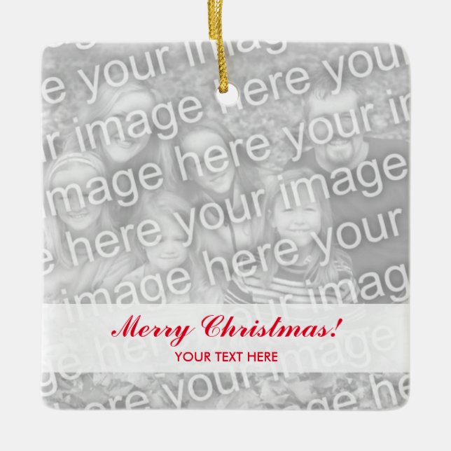 Make your own square Christmas tree photo ornament (Front)
