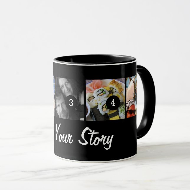 Make Your Own Tell Your Photo Story 5 images Black Mug (Front Right)