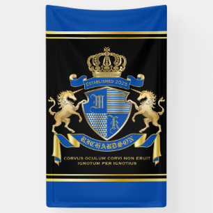 Make Your Own Unicorn Coat of Arms Blue Emblem Banner