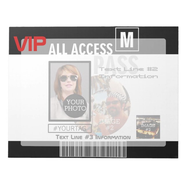Make Your Own VIP Pass 8 ways to Personalise Notepad (Front)
