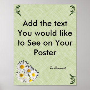 Make Your Sign Template, Green Crosshatch, Daisies