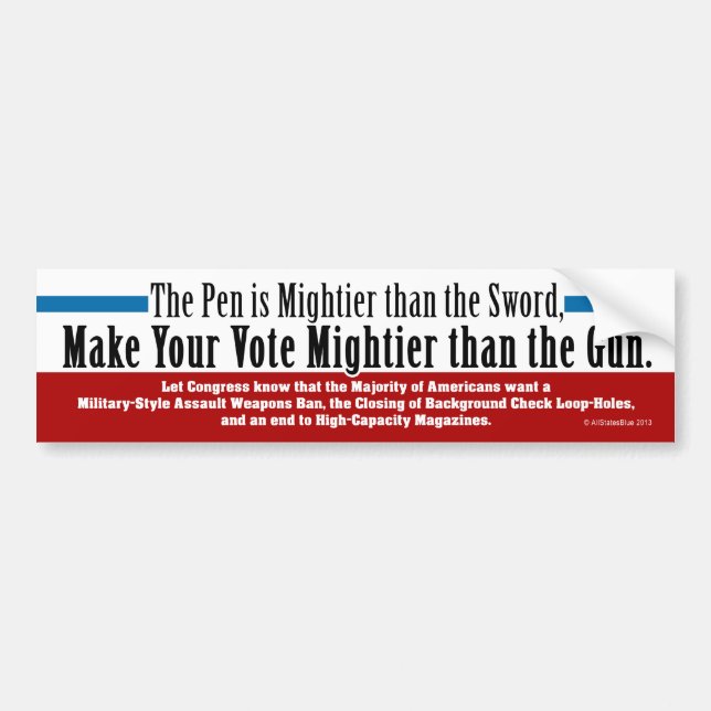 Make Your Vote Mightier than the Gun Bumper Sticker (Front)