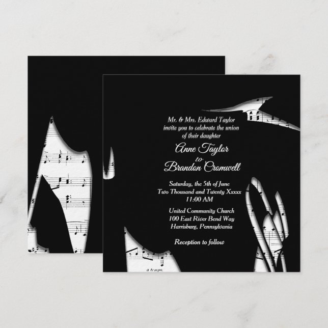 Make Your Wedding Day Sing Stunning Music Theme   Invitation (Front/Back)