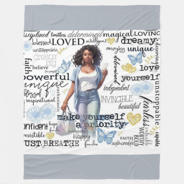 "Make Yourself A Priority" Empowerment Fleece Blanket (Front)